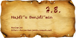 Hajós Benjámin névjegykártya